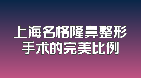 上海名格隆鼻整形手术的完美比例