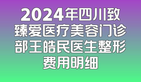 2024年四川致臻爱医疗美容门诊部王皓民医生整形费用明细