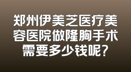 郑州伊美芝医疗美容医院做隆胸手术需要多少钱呢？
