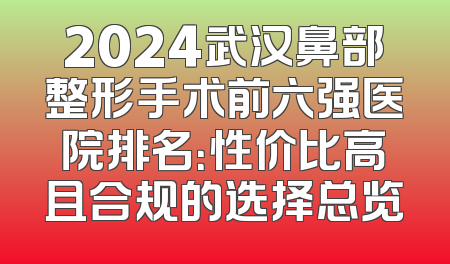 2024武汉鼻部整形手术前六强医院排名：性价比高且合规的选择总览