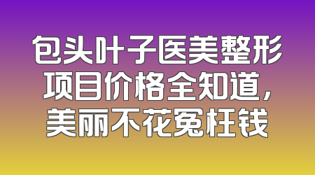 包头叶子医美整形项目价格全知道，美丽不花冤枉钱