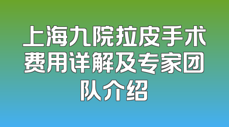 上海九院拉皮手术费用详解及专家团队介绍
