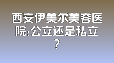西安伊美尔美容医院：公立还是私立？