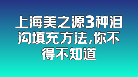 上海美之源3种泪沟填充方法，你不得不知道