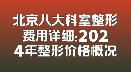北京八大科室整形费用详细：2024年整形价格概况