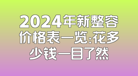 2024年新整容价格表一览：花多少钱一目了然