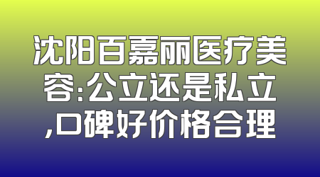 沈阳百嘉丽医疗美容：公立还是私立，口碑好价格合理