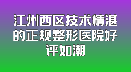 江州西区技术精湛的正规整形医院好评如潮