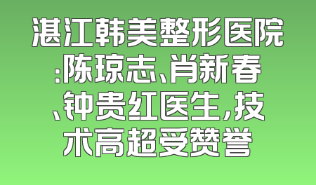 湛江韩美整形医院：陈琼志、肖新春、钟贵红医生，技术高超受赞誉