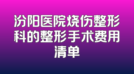 汾阳医院烧伤整形科的整形手术费用清单