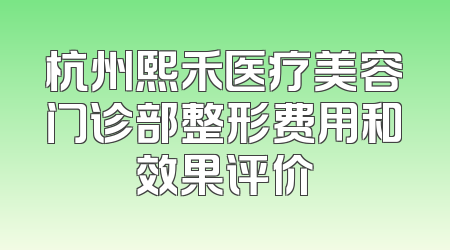 杭州熙禾医疗美容门诊部整形费用和效果评价