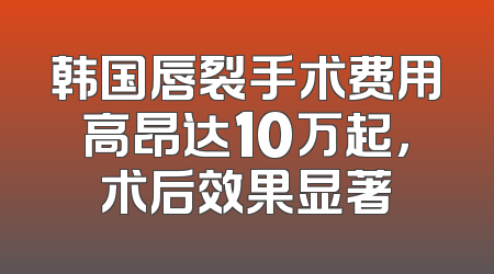 韩国唇裂手术费用高昂达10万起，术后效果显著