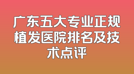 广东五大专业正规植发医院排名及技术点评