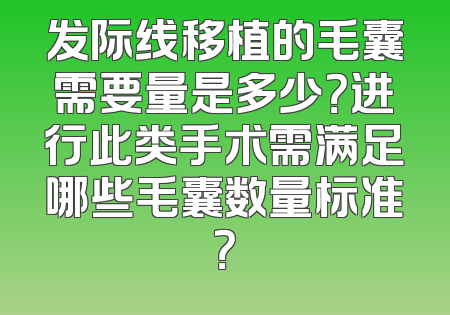 发际线移植的毛囊需要量是多少？进行此类手术需满足哪些毛囊数量标准？