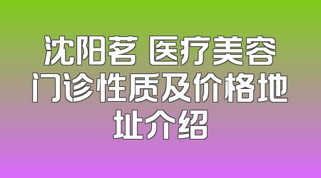 沈阳茗湲医疗美容门诊性质及价格地址介绍