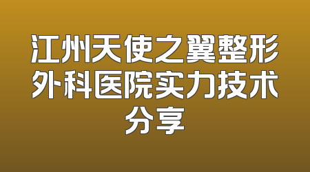 江州天使之翼整形外科医院实力技术分享