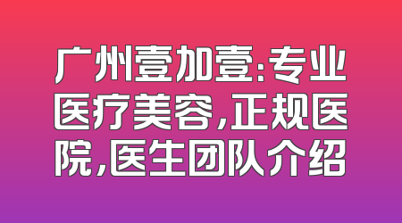广州壹加壹：专业医疗美容，正规医院，医生团队介绍