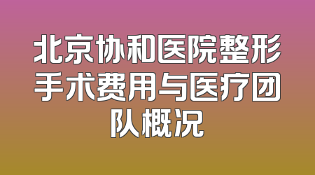 北京协和医院整形手术费用与医疗团队概况