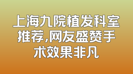 上海九院植发科室推荐，网友盛赞手术效果非凡