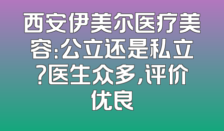 西安伊美尔医疗美容：公立还是私立？医生众多，评价优良