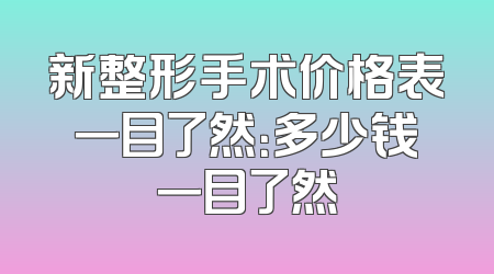 新整形手术价格表一目了然：多少钱一目了然