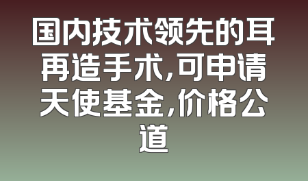 国内技术领先的耳再造手术，可申请天使基金，价格公道