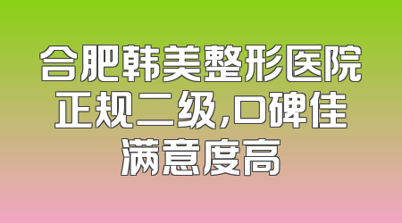 合肥韩美整形医院正规二级，口碑佳满意度高
