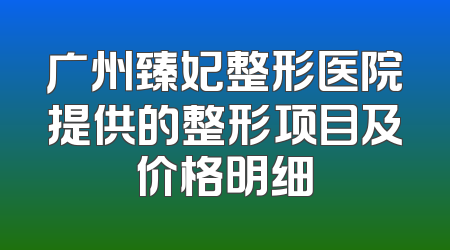 广州臻妃整形医院提供的整形项目及价格明细