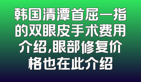 韩国清潭首屈一指的双眼皮手术费用介绍，眼部修复价格也在此介绍