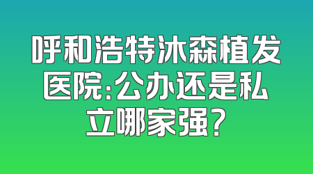 呼和浩特沐森植发医院：公办还是私立哪家强？