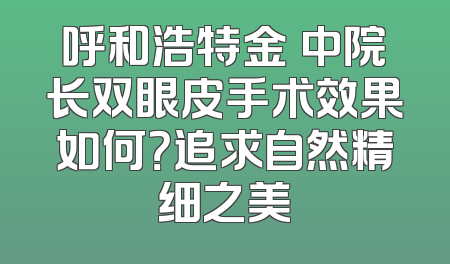 呼和浩特金湳中院长双眼皮手术效果如何？追求自然精细之美