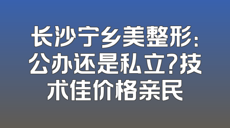 长沙宁乡美整形：公办还是私立？技术佳价格亲民