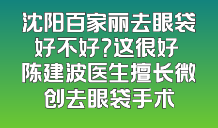 沈阳百家丽去眼袋好不好？这很好 陈建波医生擅长微创去眼袋手术