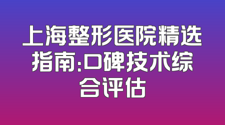 上海整形医院精选指南：口碑技术综合评估