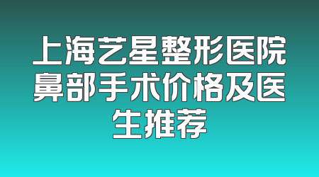 上海艺星整形医院鼻部手术价格及医生推荐