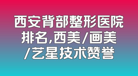 西安背部整形医院排名，西美/画美/艺星技术赞誉