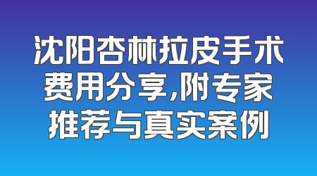 沈阳杏林拉皮手术费用分享，附专家推荐与真实案例