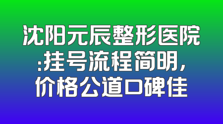 沈阳元辰整形医院：挂号流程简明，价格公道口碑佳