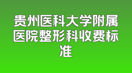 贵州医科大学附属医院整形科收费标准