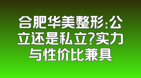合肥华美整形：公立还是私立？实力与性价比兼具