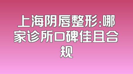 上海阴唇整形：哪家诊所口碑佳且合规