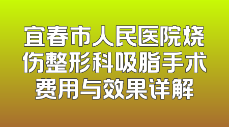 宜春市人民医院烧伤整形科吸脂手术费用与效果详解