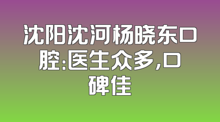 沈阳沈河杨晓东口腔：医生众多，口碑佳