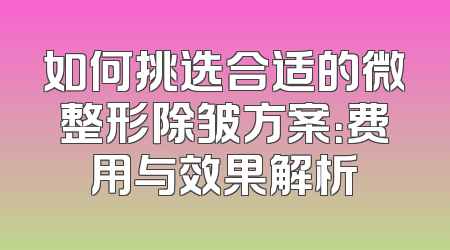 如何挑选合适的微整形除皱方案：费用与效果解析