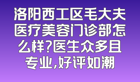 洛阳西工区毛大夫医疗美容门诊部怎么样？医生众多且专业，好评如潮