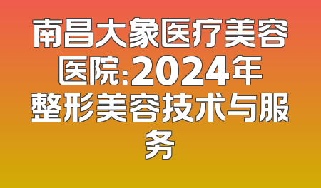 南昌大象医疗美容医院：2024年整形美容技术与服务
