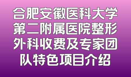 合肥安徽医科大学第二附属医院整形外科收费及专家团队特色项目介绍