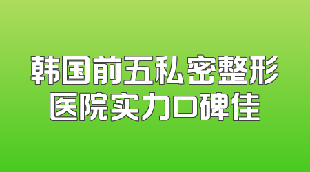 韩国前五私密整形医院实力口碑佳