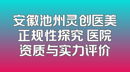 安徽池州灵创医美正规性探究 医院资质与实力评价