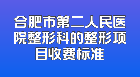 合肥市第二人民医院整形科的整形项目收费标准